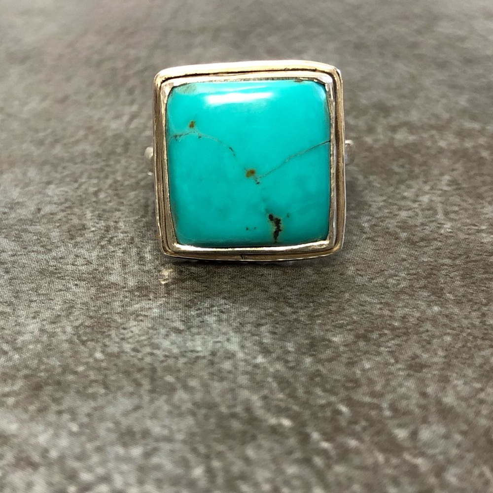 Vintage Turquoise Square Statement Ring